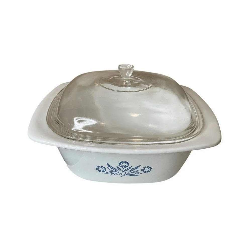 Vtg Corning Ware Cornflower Dutch Oven 4 Quarts W/Lid P-34-B Cottagecore USA 60s